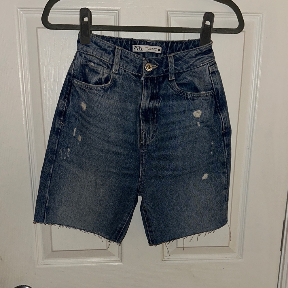 Zara Women's Dark Blue Jean Shorts